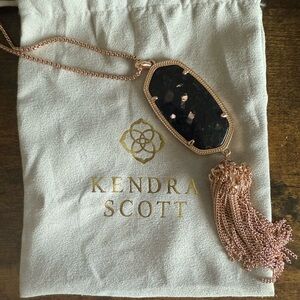 Kendra Scott Rose Gold and obsidian granite Rayne Pendant Necklace